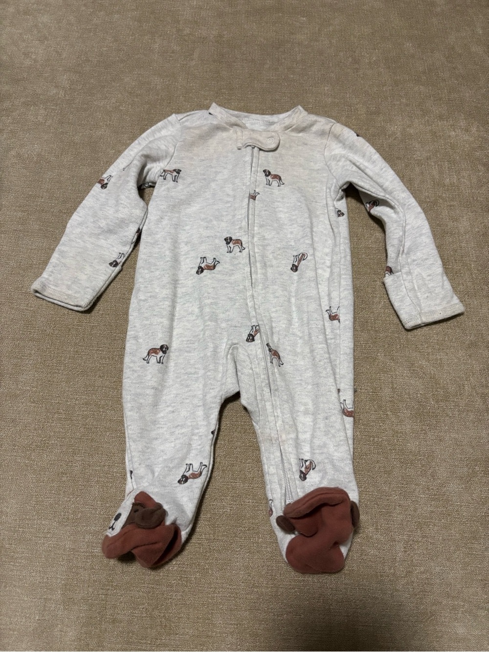 FREE ADD ON - Carter's Gray Footed One-Piece with Dog Print